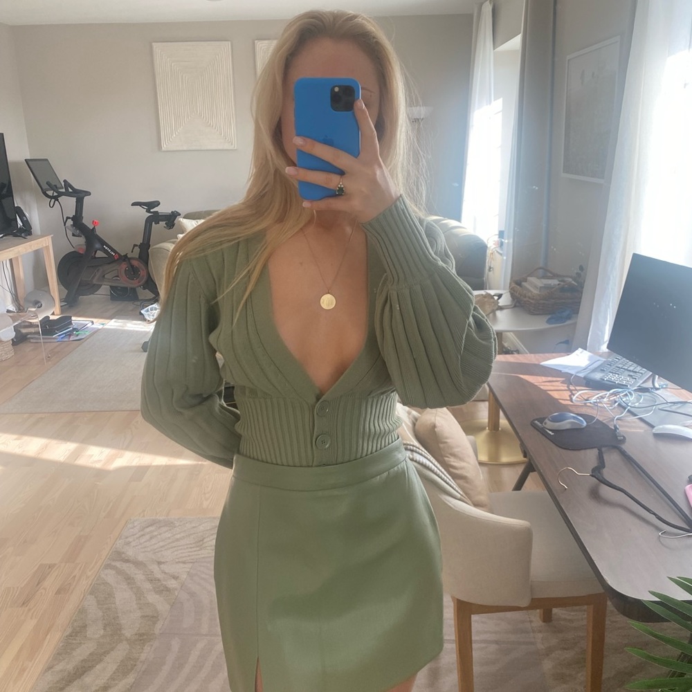Aritzia Sage green skirt and top